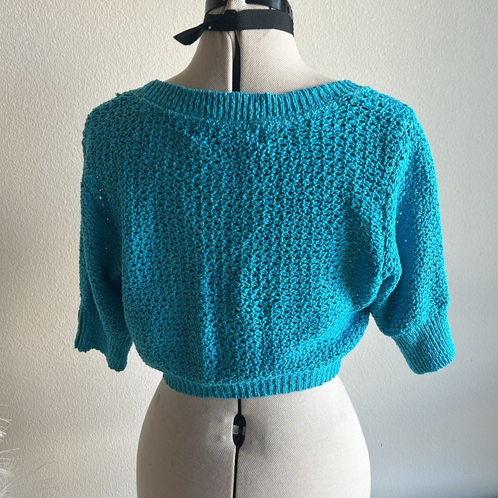 Free People Beach Blue Cropped Knit Cardigan - Picture 4 of 12